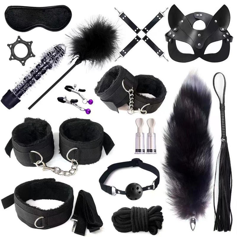 16 Pieces Chinese Adult SM Sex Game Bondage Restraints Sex Toys Kit Slave BDSM Bondage Fetish Set