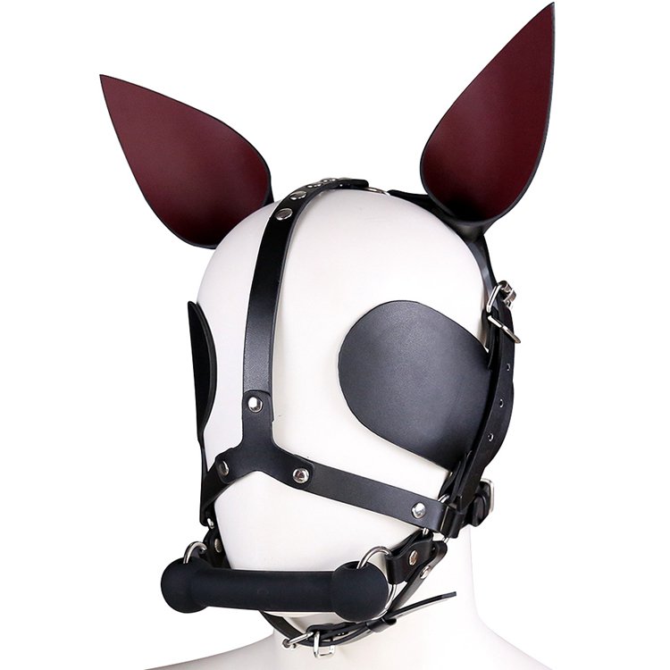 Adult Games Headgear Fantasy Leather Fetish Bondage Head Harness Restraint Cosplay Erotic Sex Toys For Couple