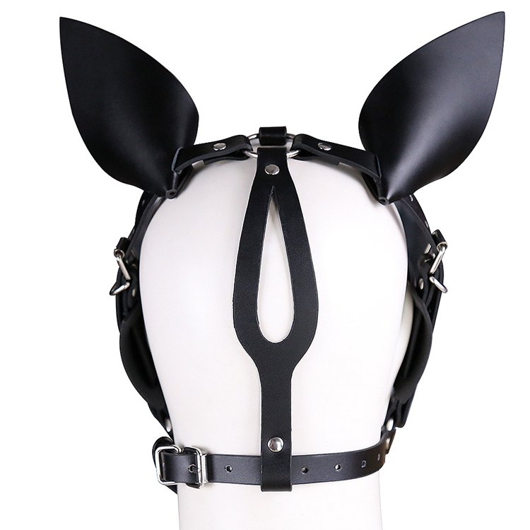 Adult Games Headgear Fantasy Leather Fetish Bondage Head Harness Restraint Cosplay Erotic Sex Toys For Couple