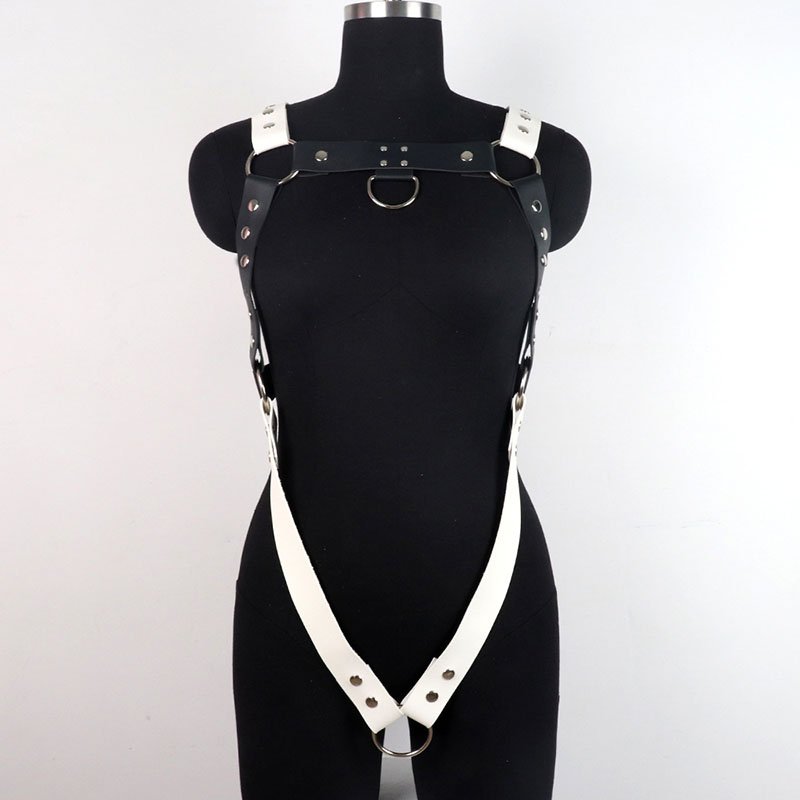 Factory Direct Sale PU Leather Sexy Bondage Gear Men Leather Harness Man Black And White Shoulder Strap Connected Belts