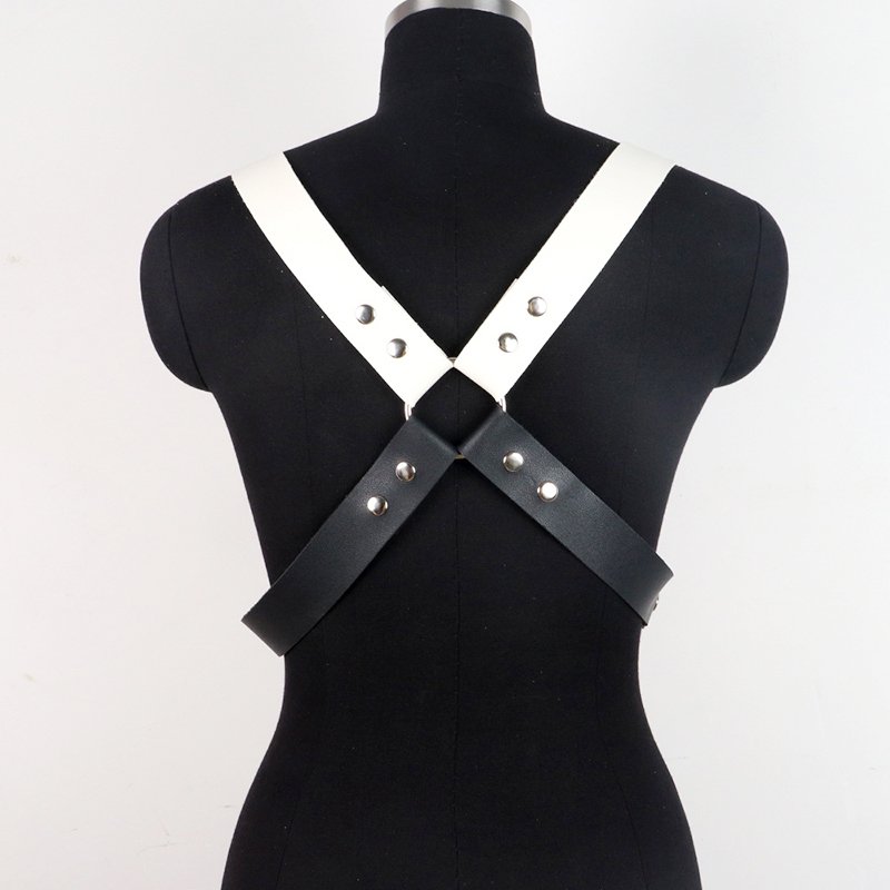 Factory Direct Sale PU Leather Sexy Bondage Gear Men Leather Harness Man Black And White Shoulder Strap Connected Belts