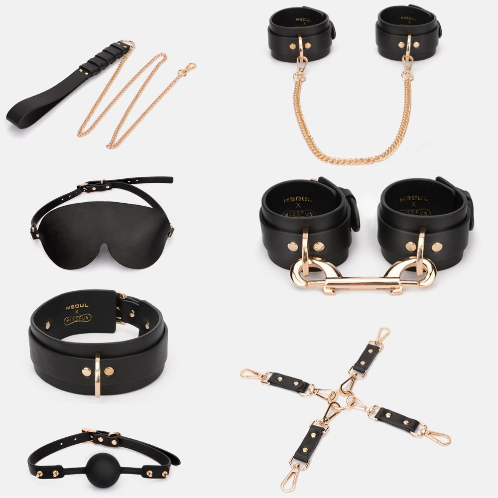 High Quality Genuine Leather BDSM Bondage Kit with Locking Suitcase Couple for Adult Games Flirting Bondage Kit