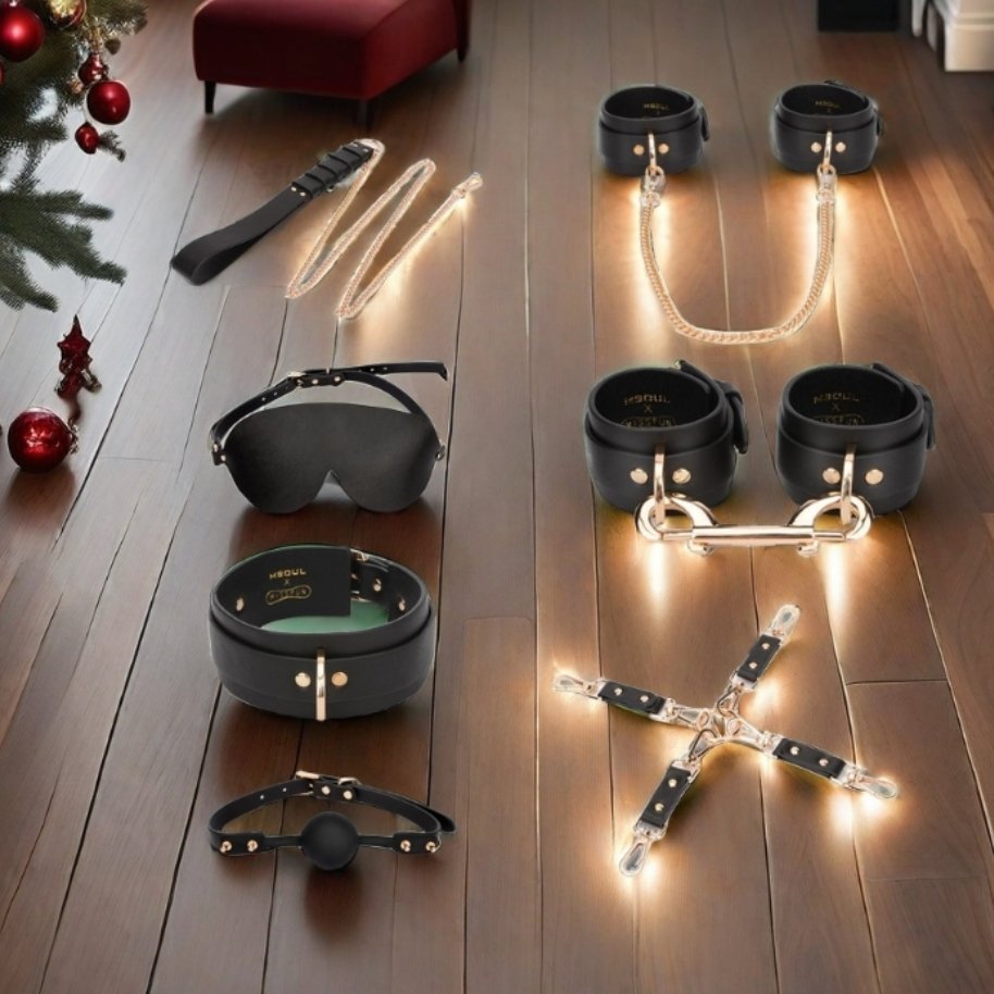 High Quality Genuine Leather BDSM Bondage Kit with Locking Suitcase Couple for Adult Games Flirting Bondage Kit