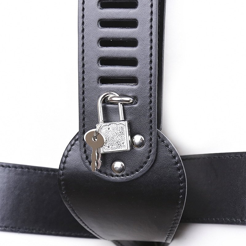Women's Leather Lockable Chastity Belt Panties, Bondage Overalls for Adult Roleplay and Fetish