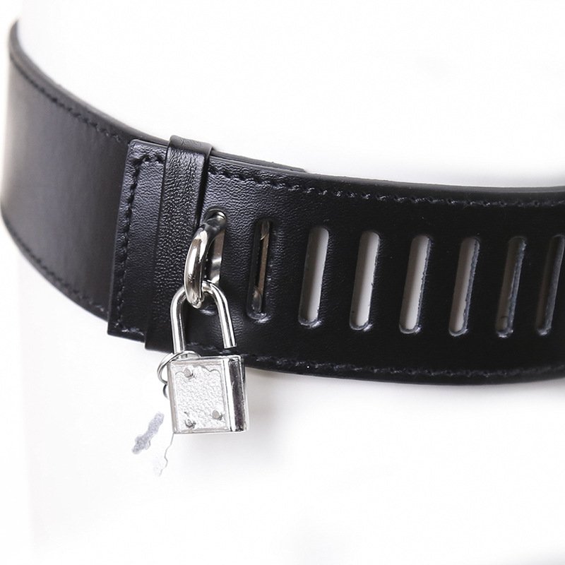 Women's Leather Lockable Chastity Belt Panties, Bondage Overalls for Adult Roleplay and Fetish