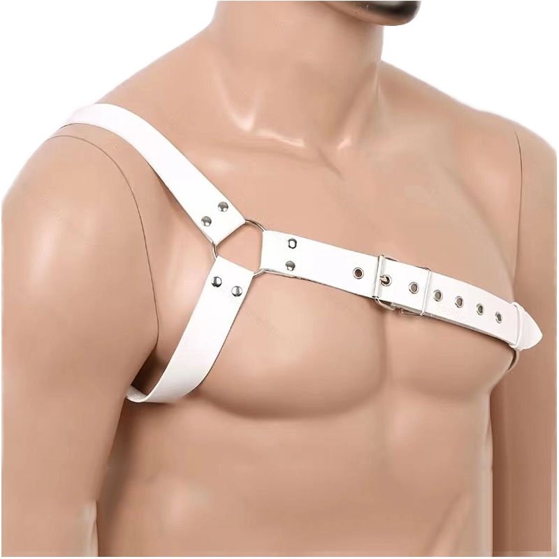Wholesale PU Leather Sexy Bondage Gear Men Leather Harness Man Black And White Shoulder Strap Connected Belts