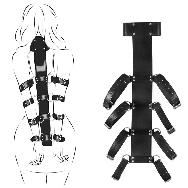 New Pu Leather Sm Bondage Belt Arm Restraints Kit Back Handcuffs Sex Toys For Woman Roleplay Game Neck Bondage Gear%