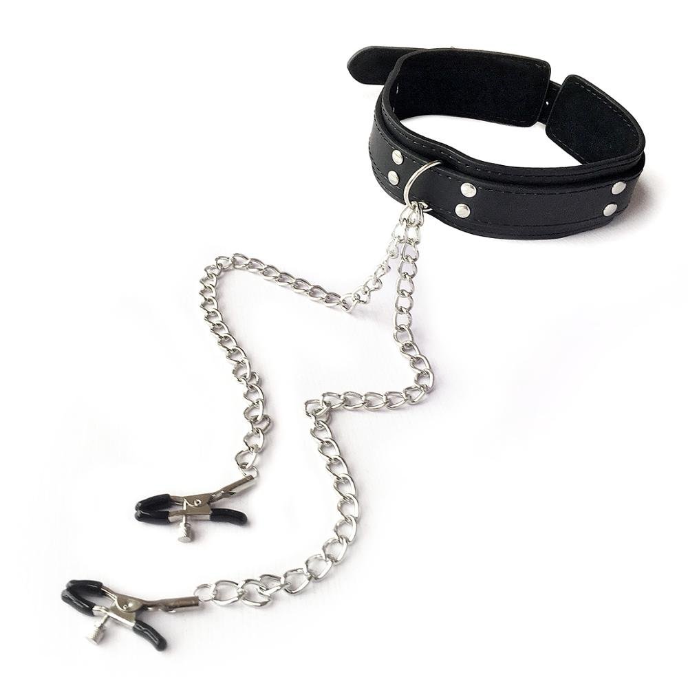 Hot Sell Quality Collar with Nipple Clamps Female Bondage Gear Sex Toys for Couples SM Game