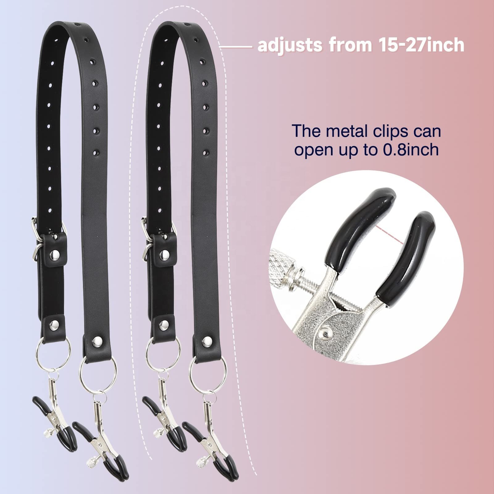 Netphi BDSM Pussy Clamp Nipple with Adjustable Leather Straps Rubber Tips Bondage Vagina Stimulator Sex Toys For Couple