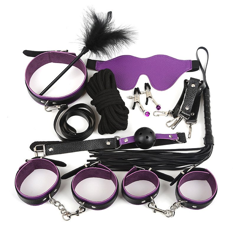 Leather10 Piece Bdsm Sex Bondage Hand Cuffs Foot Cuff Sex Game Adult Erotic Games Bondage Suit Sex Toys For Woman And Men Couple