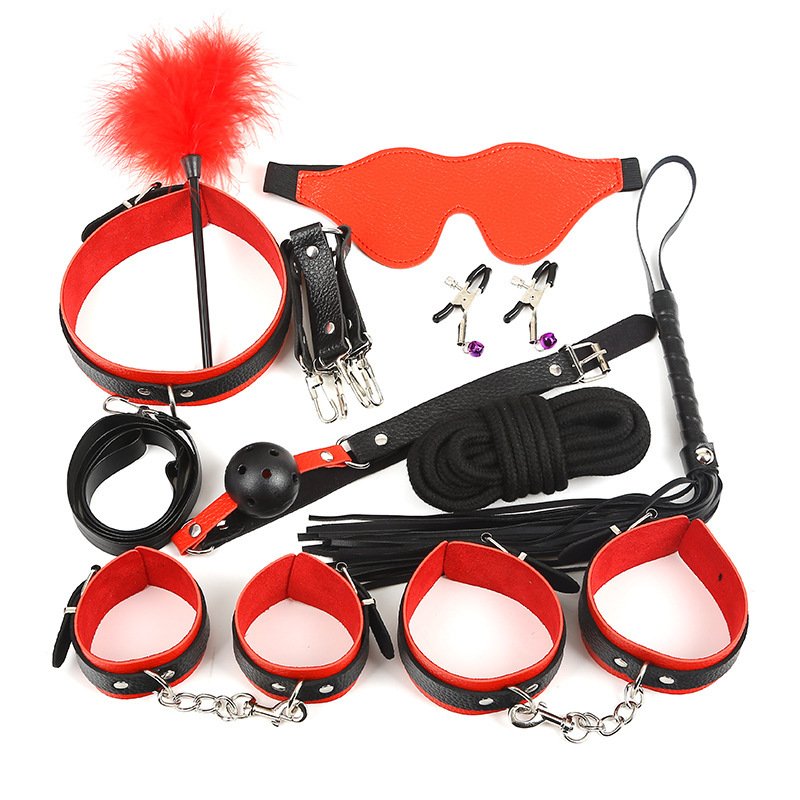 Leather10 Piece Bdsm Sex Bondage Hand Cuffs Foot Cuff Sex Game Adult Erotic Games Bondage Suit Sex Toys For Woman And Men Couple