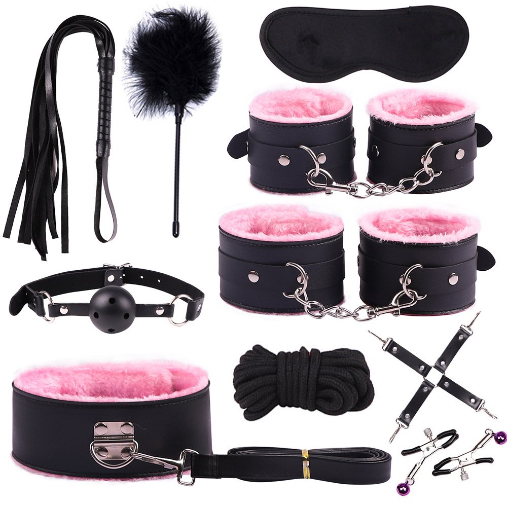 Bondage Set Adult Products Couple Sm Sex Toy Male Slave Chastity Belt Sex Toys Bdsm Bondage 10pcs Set