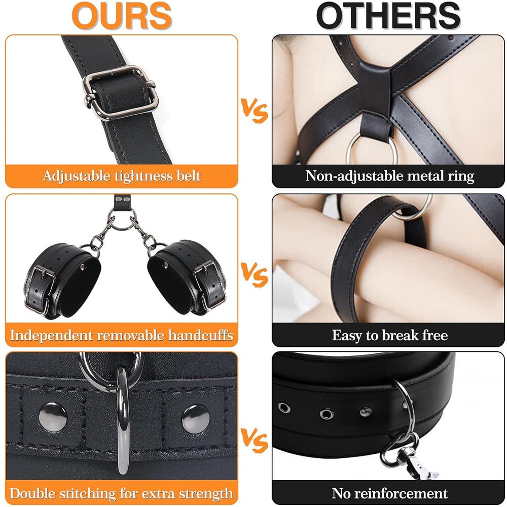 Sexfoxes Soft Handcuffs And Blindfolds BDSM Collar Woman Neck To Wrist Eye Mask Bondage Gear & Accessories Kit