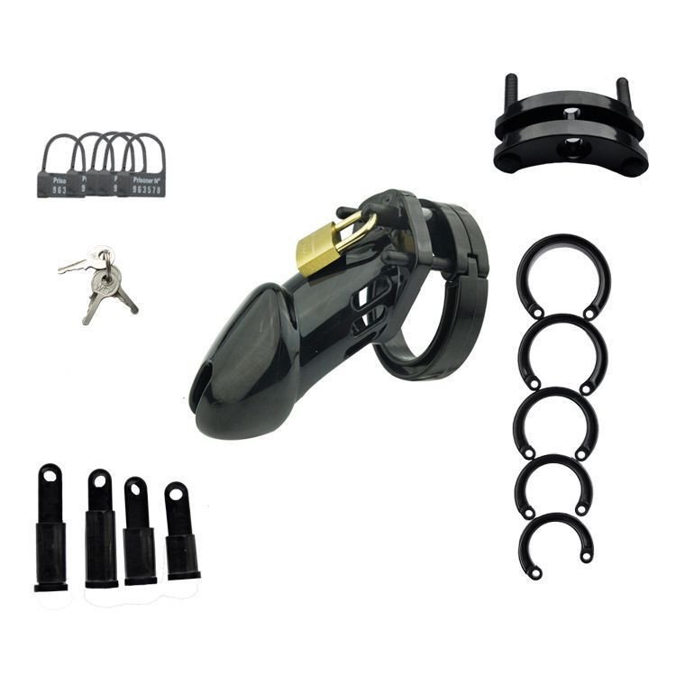Resin Male Chastity Cock Cage With 5 Penis Cock Ring Sleeve Lock Penis Cage Bondage Sex Toy For Men