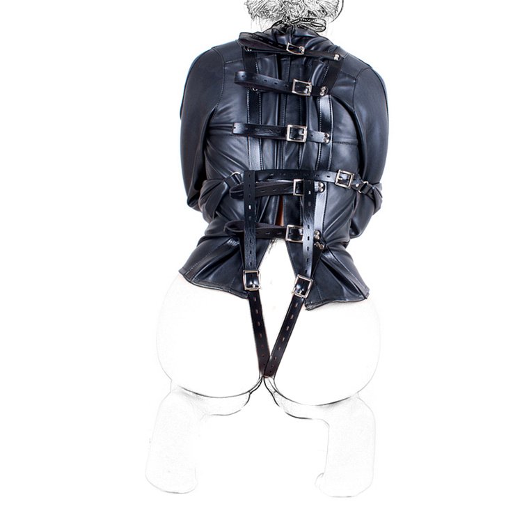 Do Customer Size Body Bondage Harness Adjustable BDSM Fetish Leather Straitjacket Women's Gimp Bag Adult Game Straight Jacket