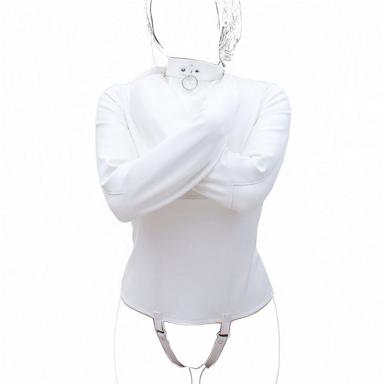 Do Customer Size Body Bondage Harness Adjustable BDSM Fetish Leather Straitjacket Women's Gimp Bag Adult Game Straight Jacket
