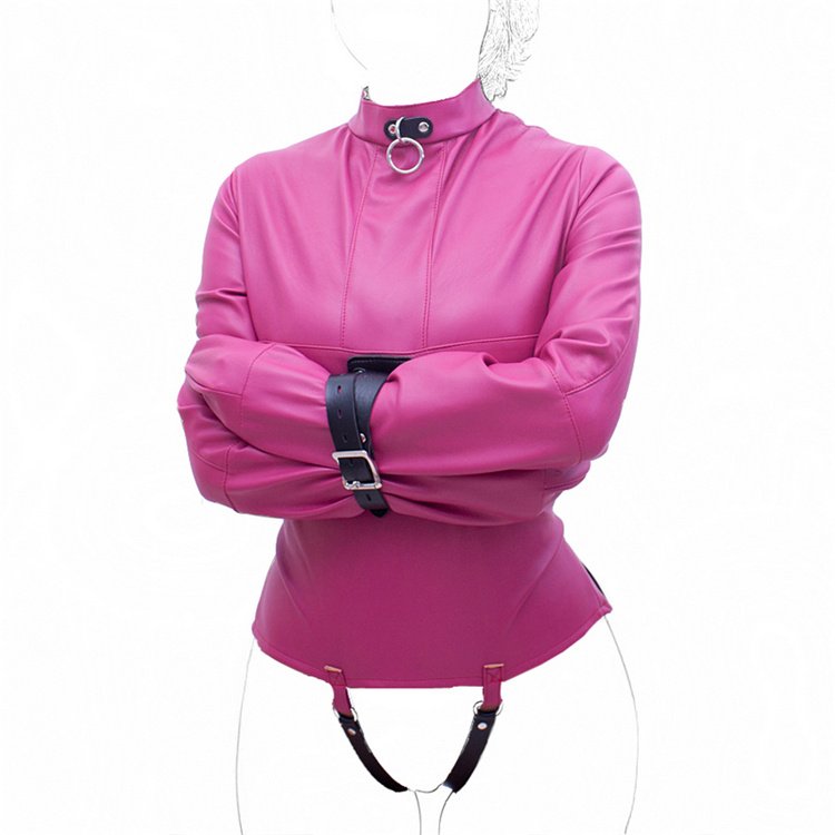 Do Customer Size Body Bondage Harness Adjustable BDSM Fetish Leather Straitjacket Women's Gimp Bag Adult Game Straight Jacket