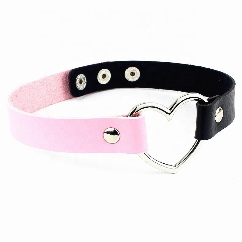 Double color fetish slave bdsm leather collar sm leather goth fashion faux leather choker bdsm