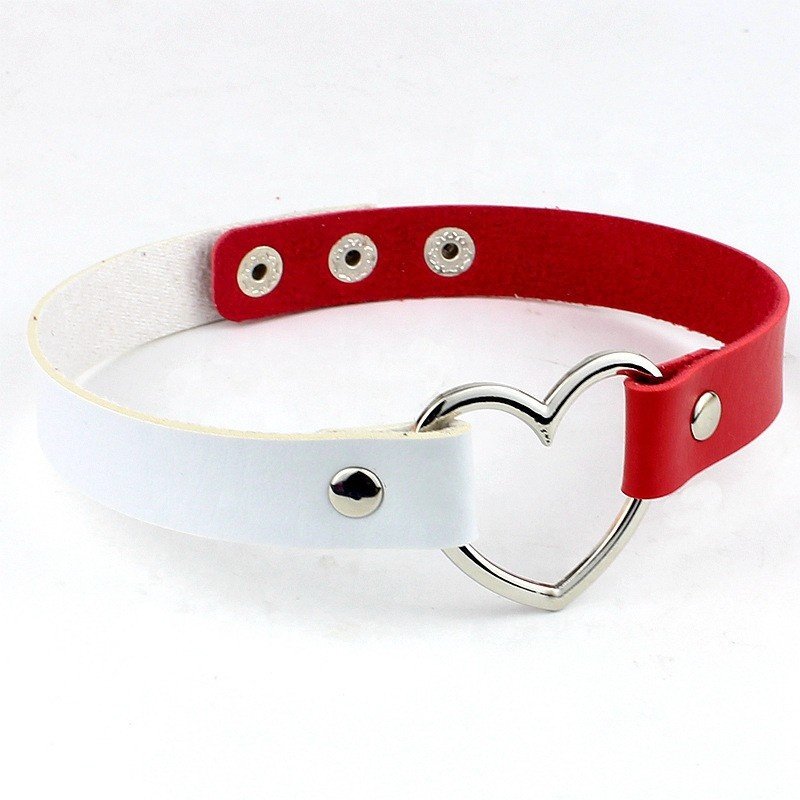 Double color fetish slave bdsm leather collar sm leather goth fashion faux leather choker bdsm