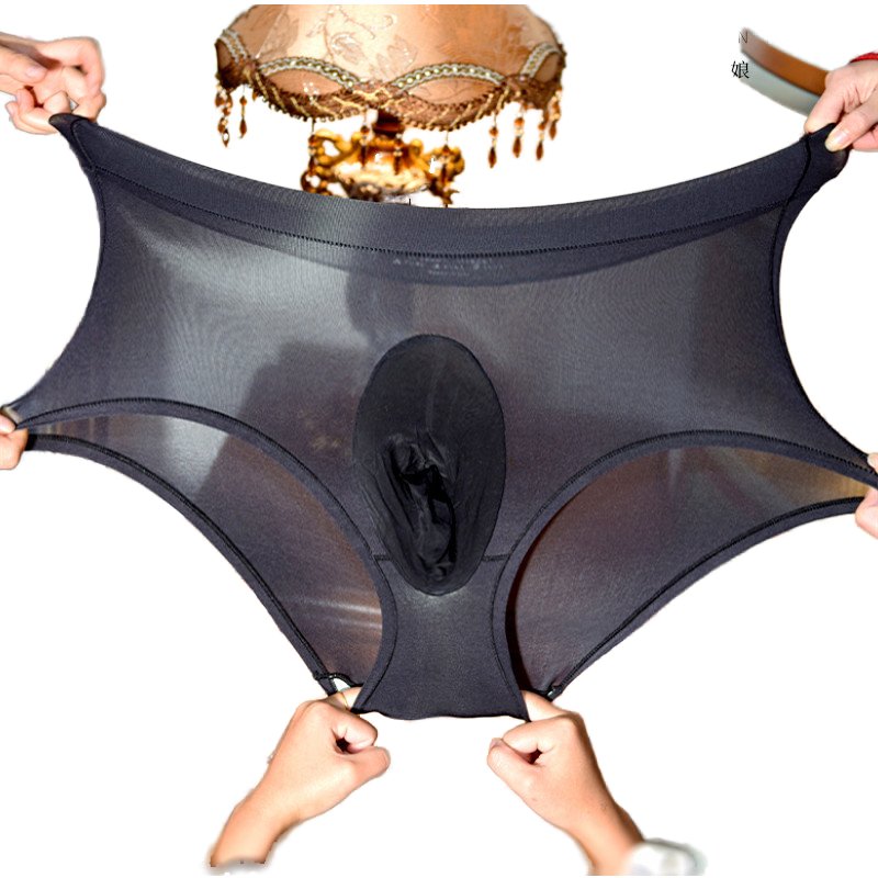 Briefs Quick-Drying Breathable Crotchless Panties with Silky Lace Glossy Bondage Gear Underwear Sissy