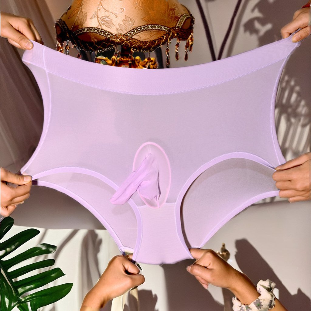 Briefs Quick-Drying Breathable Crotchless Panties with Silky Lace Glossy Bondage Gear Underwear Sissy