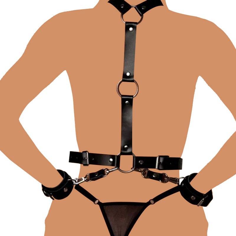 Hot Sell Leather Black Women Sexy Lingerie BDSM Body Harness Belt Fetish Erotic Sword Gothic Clothes Adjustable Sexy Chest SM
