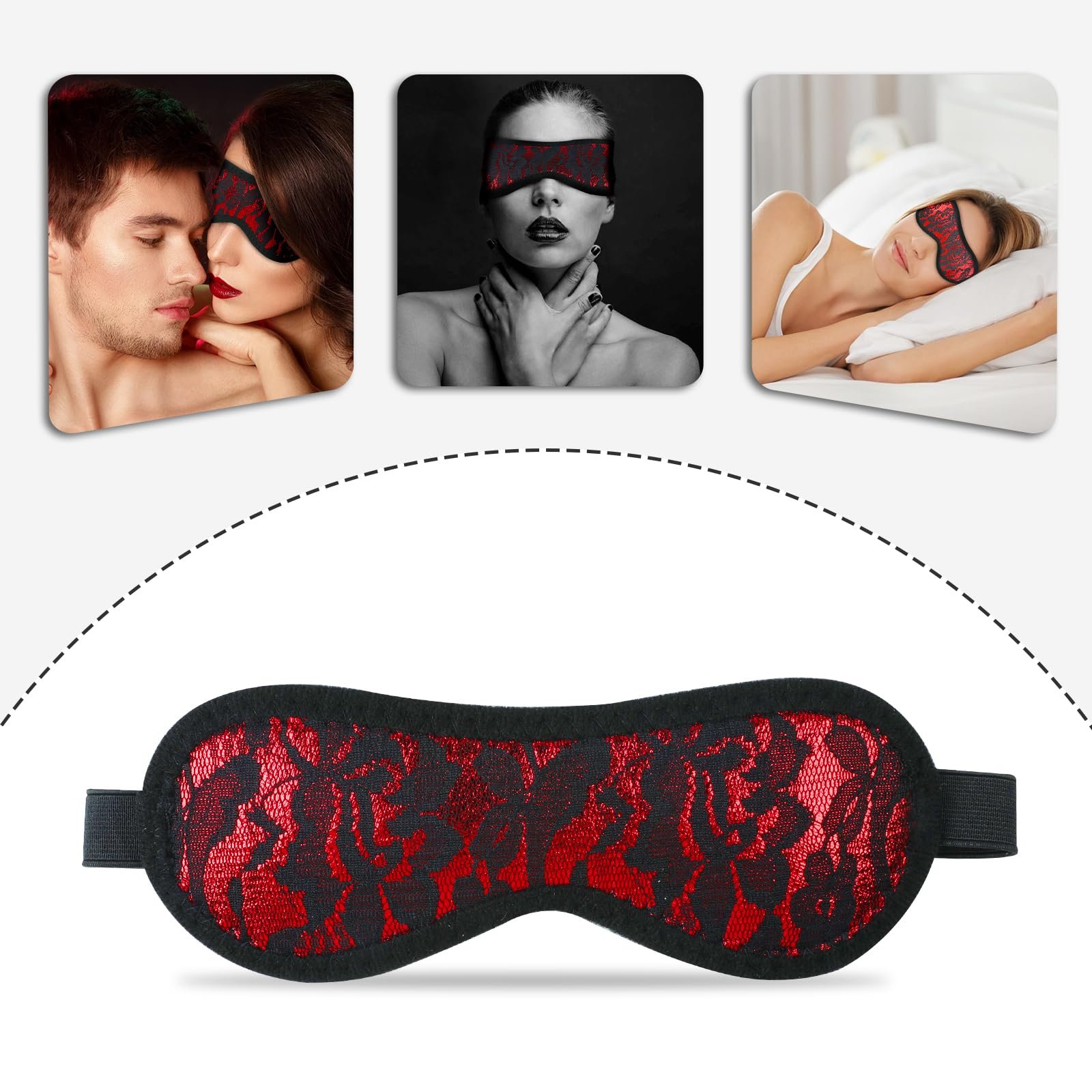 Adjustable Neck to Wrist Restraints Behind Back Handcuffs Collar Blindfold BDSM Bondage Kit Set For Couple Bed Sex Game Play