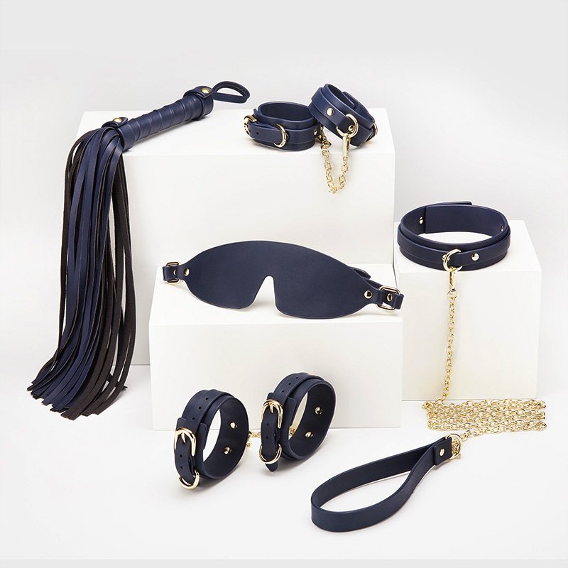 Bondage Set Leather For Blue BDSM Leather Kit Luxury Leather BDSM Bondage Gear