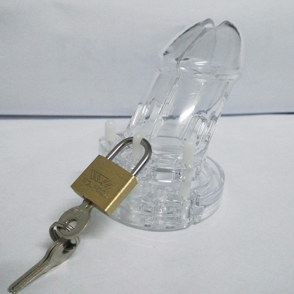FAAK Sex Shop Plastic Jail House Chastity Device Chastity Cage with Penis Ring Captus Locking Chastity Cage