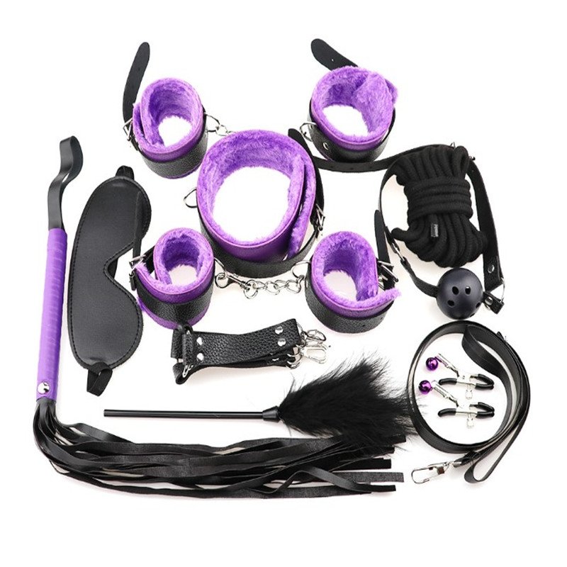 Hot Selling 10Pcs Leather Sex Toys BDSM Bondage Restraints Kit For Couples
