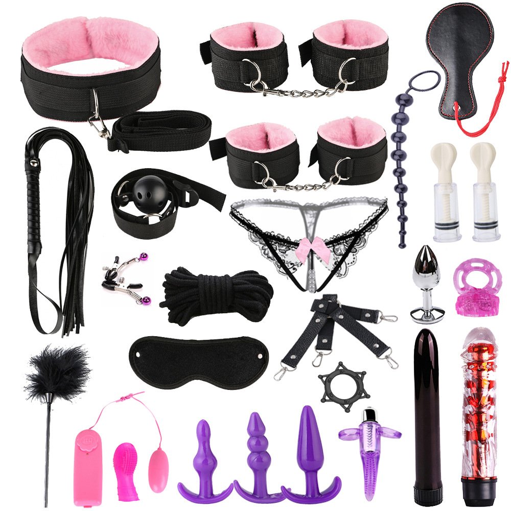 Delove BDSM 26 PCS Bondage Set Slave Sex Toys Couples Gay Erotic Accessories Sexy Handcuffs Collar Adult Games Fetish for Woman