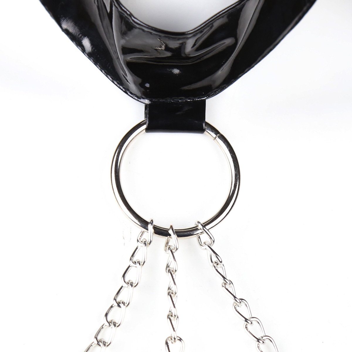 Adult SM Sex Toys Female Bondage Corsets Neck Bondage Erotica Lingerie Triple Loop Chain Patent Leather Panties Body Harness