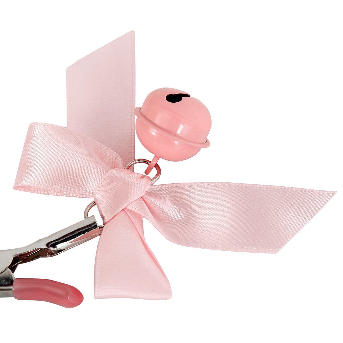 Pink Short Breast Bondage with Bell Bow Tie for Male and Female Couple Training and Play