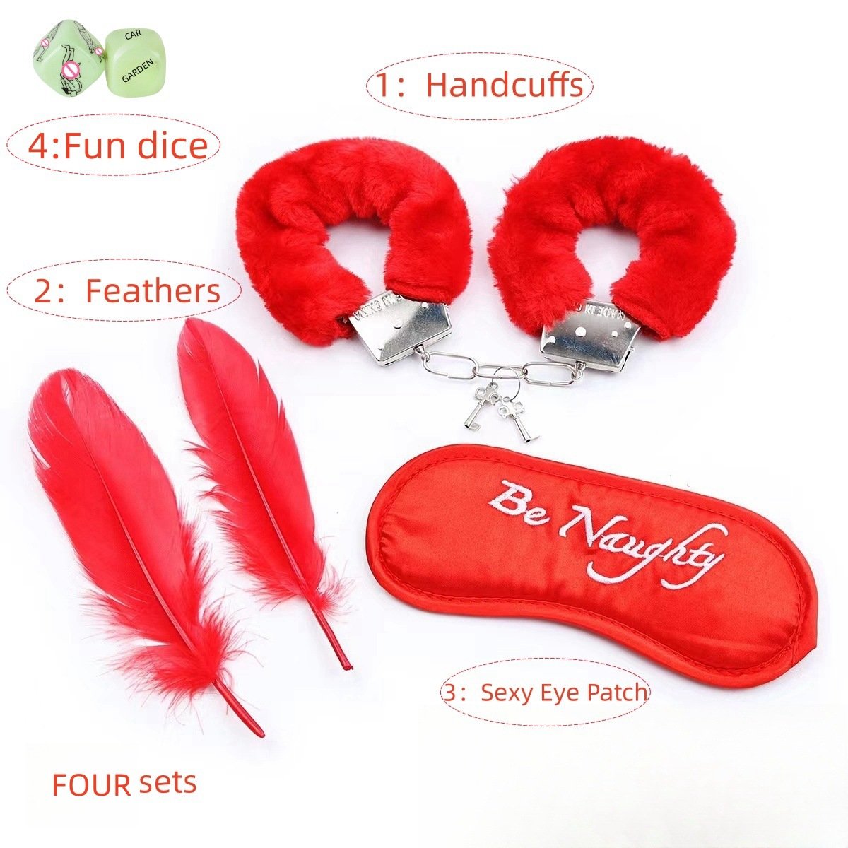 Bachelor Party Game Set Pants Whip Furry Feather Flirting Tickler Dice BDSM Set Eye Blindfold Handcuffs Sex Toys for Hen Night