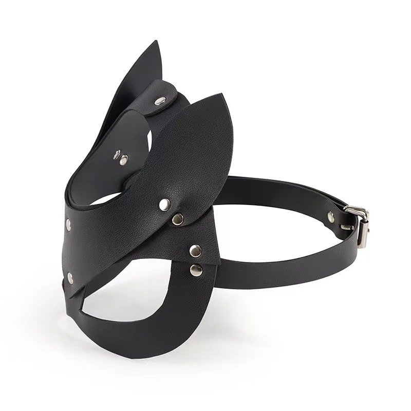 Leather Fox Face Cosplay Sex Toys Womens Sexy SM Bondage Gear Role Play Faux Leather Sex Cosplay Game Toys