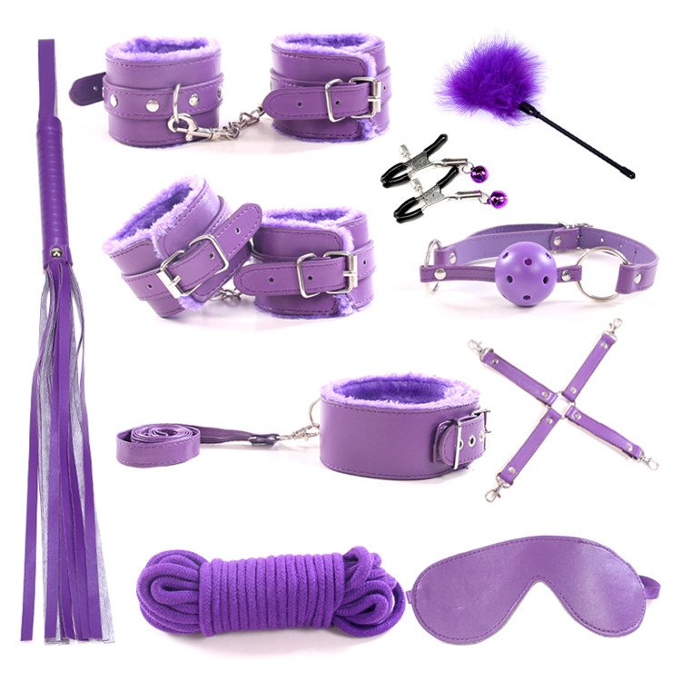 New BDSM Bondage Restraint Sex Toy Adult Women Bdsm Kit Cosplay Soft Black Bag Leather OEM Plush Item Sets Suit Color Package