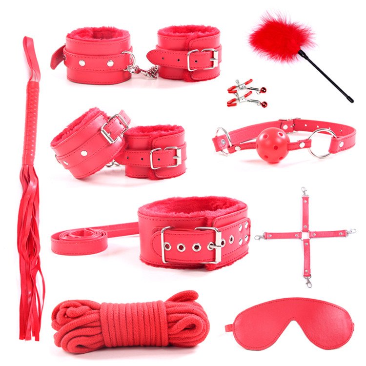 New BDSM Bondage Restraint Sex Toy Adult Women Bdsm Kit Cosplay Soft Black Bag Leather OEM Plush Item Sets Suit Color Package