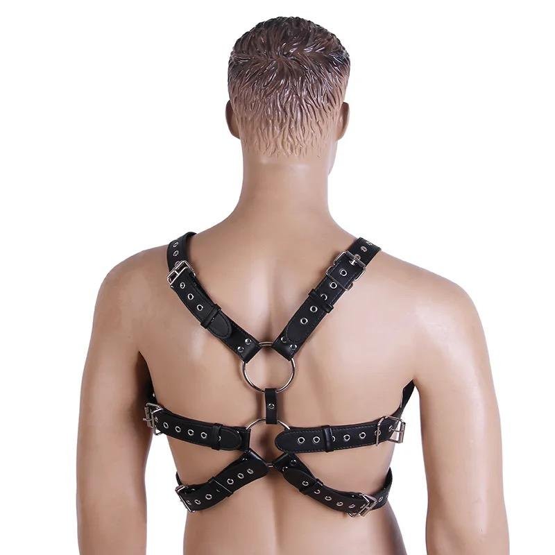 Hot selling Adjustable Gay Body Bondage Harness Strap Fetish Men Sexual Chest Faux Leather Harness Belts Rave Gay Clothing