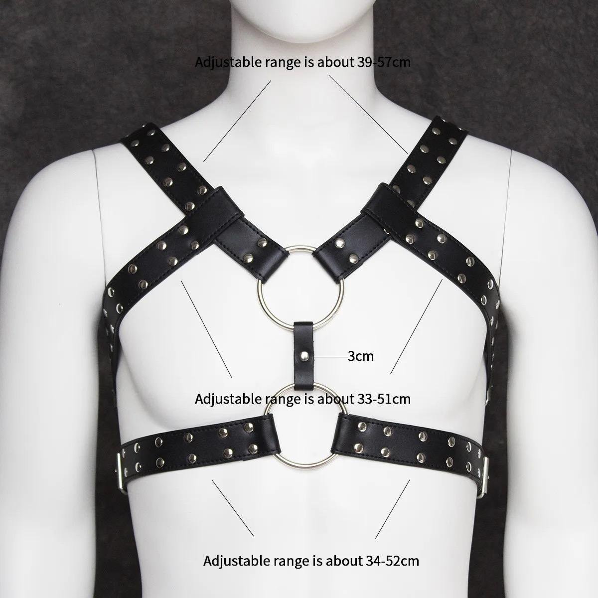 Hot selling Adjustable Gay Body Bondage Harness Strap Fetish Men Sexual Chest Faux Leather Harness Belts Rave Gay Clothing