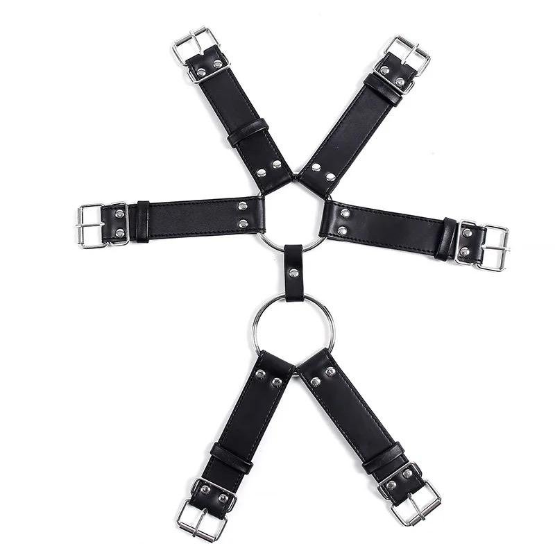 Hot selling Adjustable Gay Body Bondage Harness Strap Fetish Men Sexual Chest Faux Leather Harness Belts Rave Gay Clothing