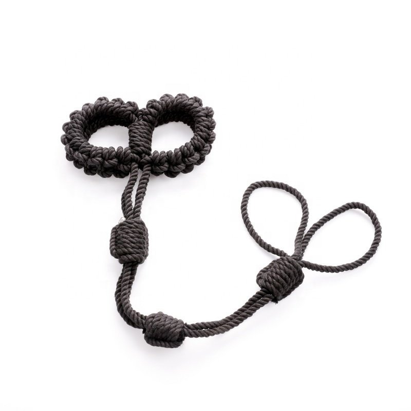 Unique Mature Japanese BDSM Handmade Natural Color Hemp Cotton Rope Bondage Gear Wrist Hand Cuff Restraints