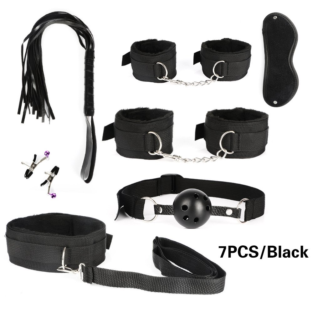 47 PCS BDSM Set Kits Bondage Gear Handcuffs Nipple Clamps Whip Spanking Anal Plug Adults SM Sex Toys for Women Men