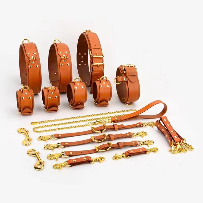 Luxury Bed BDSM Bondage Kits Genuine Leather Handcuffs Ankle Collar Restraint Set Sexy Game Toys for Women Couples Adult Games