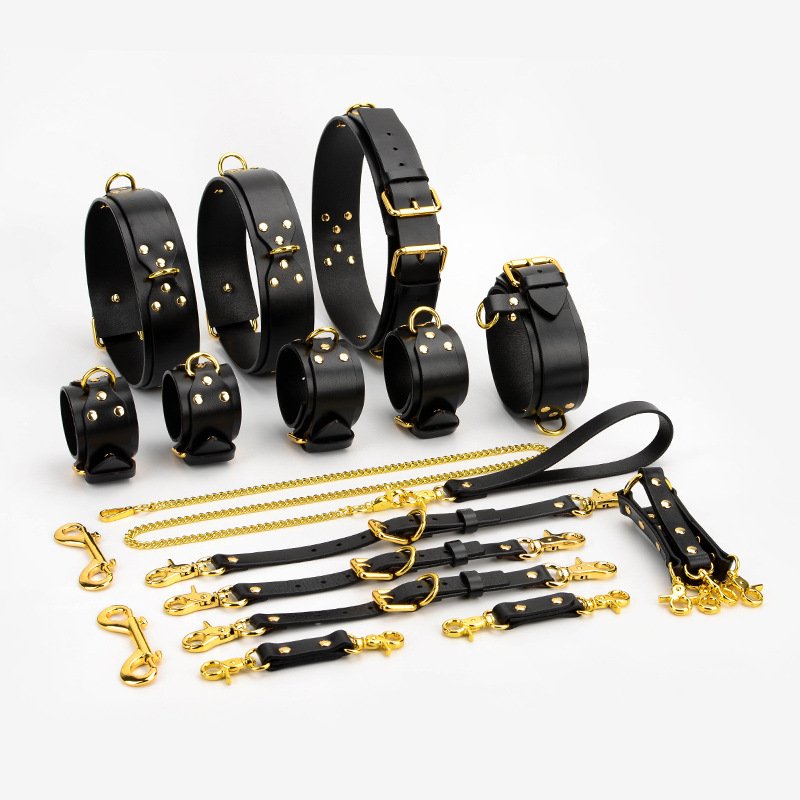 Luxury Bed BDSM Bondage Kits Genuine Leather Handcuffs Ankle Collar Restraint Set Sexy Game Toys for Women Couples Adult Games