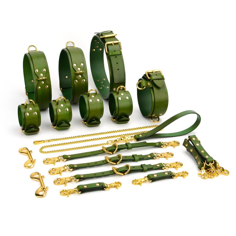 Luxury Bed BDSM Bondage Kits Genuine Leather Handcuffs Ankle Collar Restraint Set Sexy Game Toys for Women Couples Adult Games