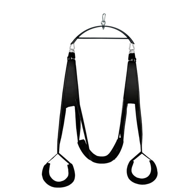 SM Black Leather D-Frame Sex Swing Adult BDSM Iron Frame with Handcuff and Bondage Gear for Sex Toys and Sets
