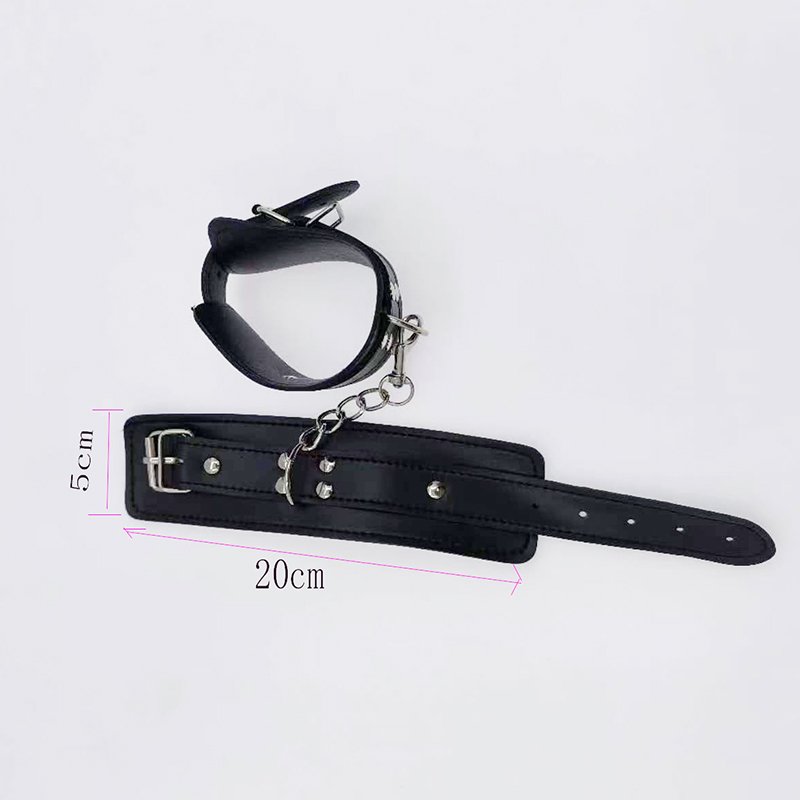 SM Black leather 8-piece set for adult men and women bondage couple flirting toys to assist the fun