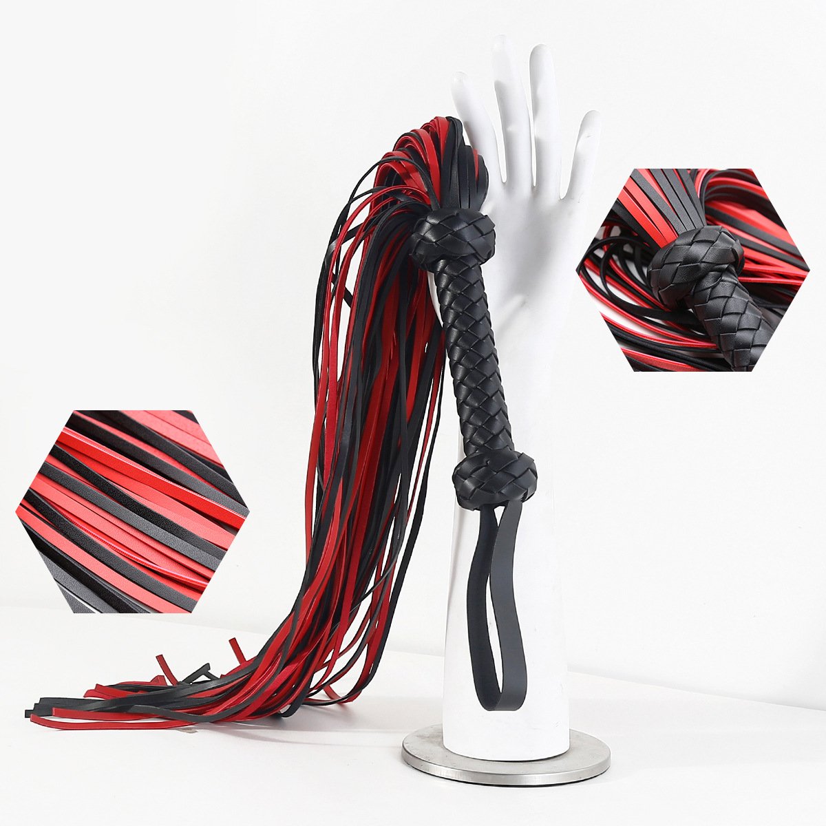 Netphi Red and Black Leather Paddle Flogger BDSM Adult Games Whip for Couples for SM Bondage Gear