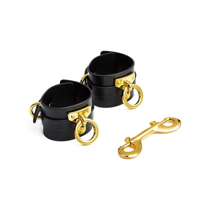 Luxury Leather Bondage Handcuffs and Wrist Restraints BDSM Gear with Elegant Mask for Restraint Play