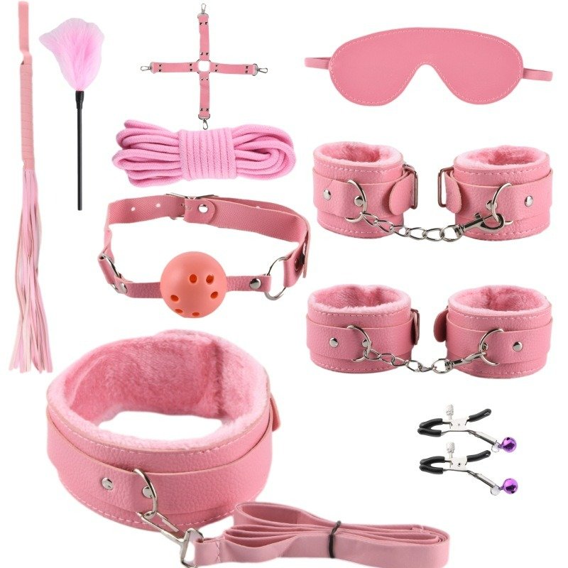 Props Leather handcuffs props weighted buckle plush handcuffs colorful bondage gear for female couple photo script kill game